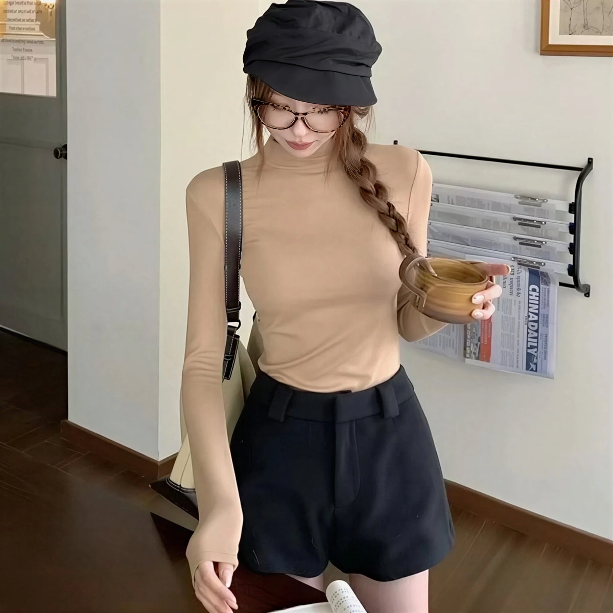 Winter Women Classic Basic Turtleneck Tops Lady Comfortable Thermal Long Sleeve Clothes Female Retro Versatile Elastic Pullover