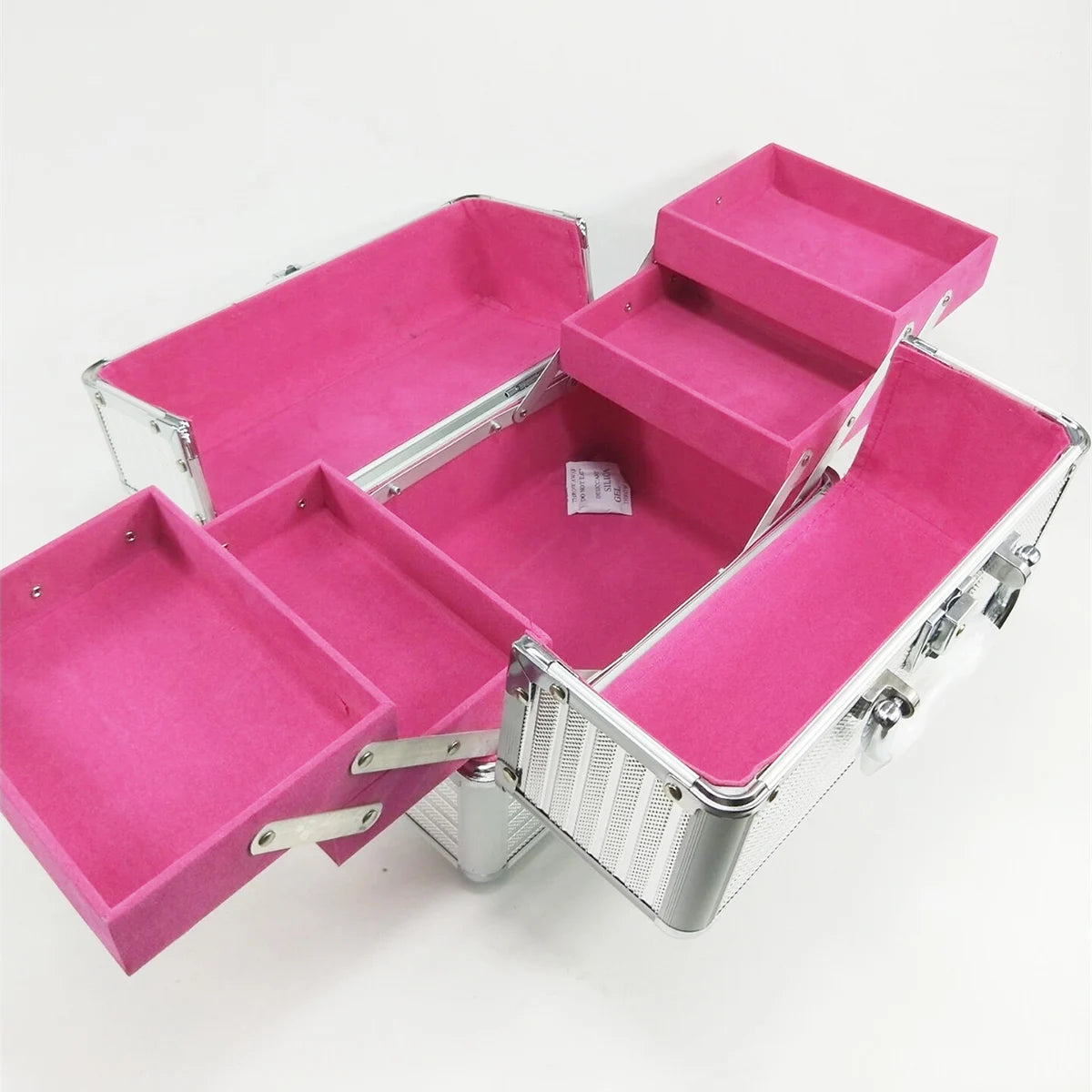 Portable Makeup Train Case Large Capacity Adjustable 4 Sliding Trays Cosmetic Case Storage Organizer for Jewelry Nails Beauty