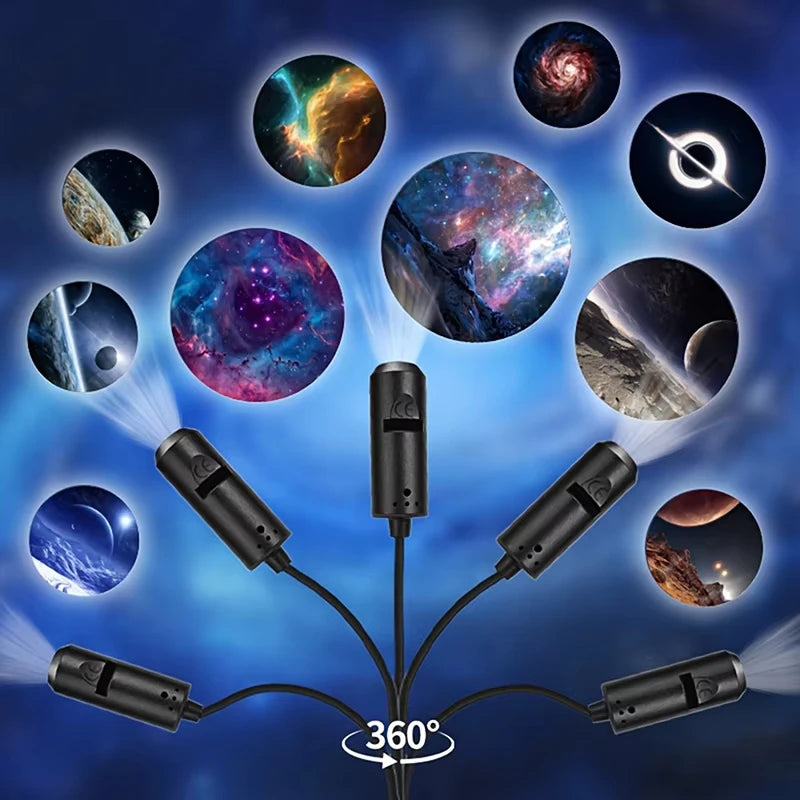 LED Car Star Projector Galaxy Light USB Plug & Play 10 Patterns Galaxy Astronaut Moon Projection Lamp for Car Interior Bedroom