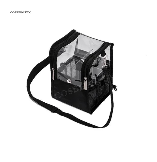 Travel Makeup Case With Acrylic Divider Organizer Storage with Makeup Brush Holder Case Stand-up Cosmetic Bag Artist Travel Bag