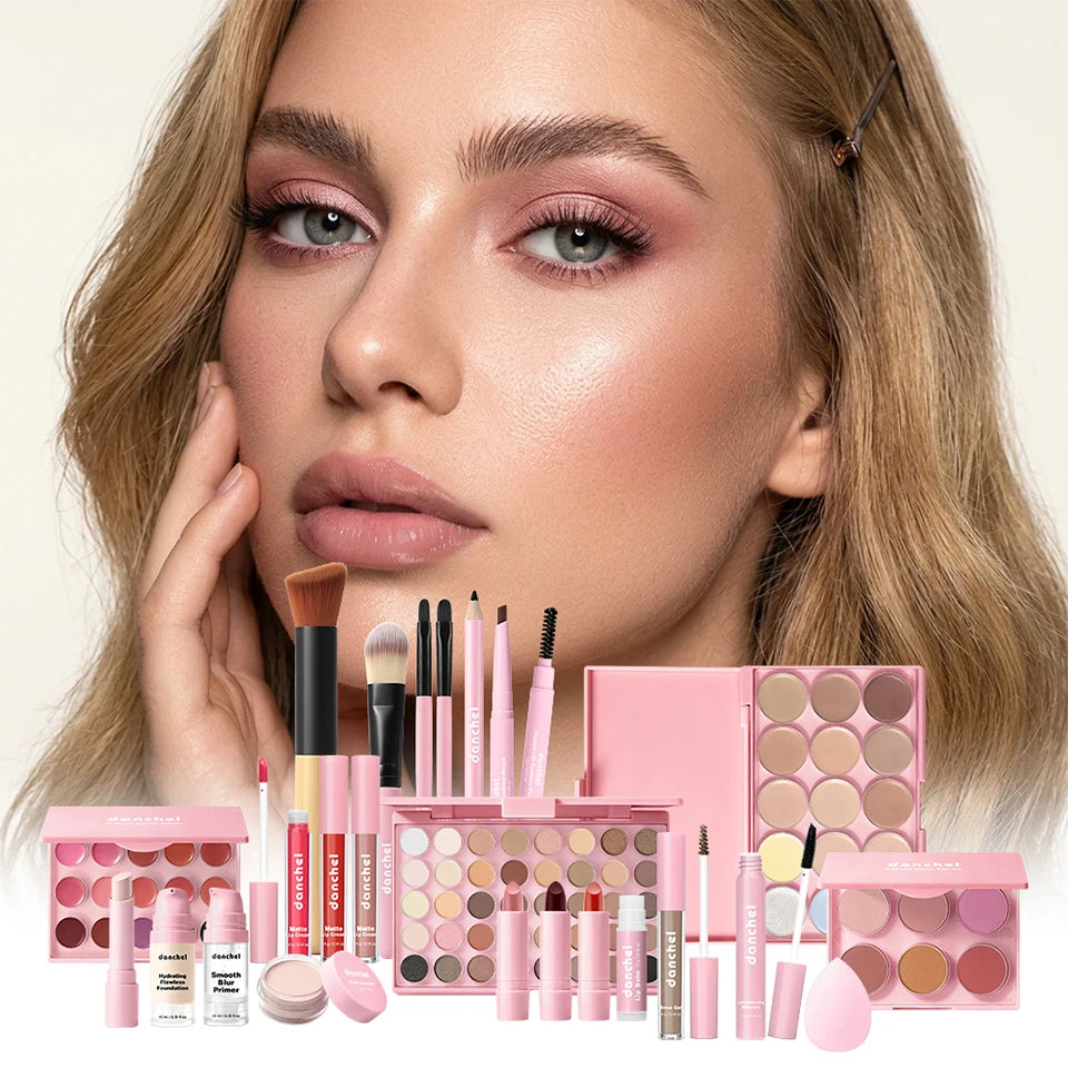 All in One Makeup Kit Full Makeup Kit Gift for Women Teen Girl Eyeshadow Blush Foundation Primer Brush Lipstick Lipgloss Cosmeti