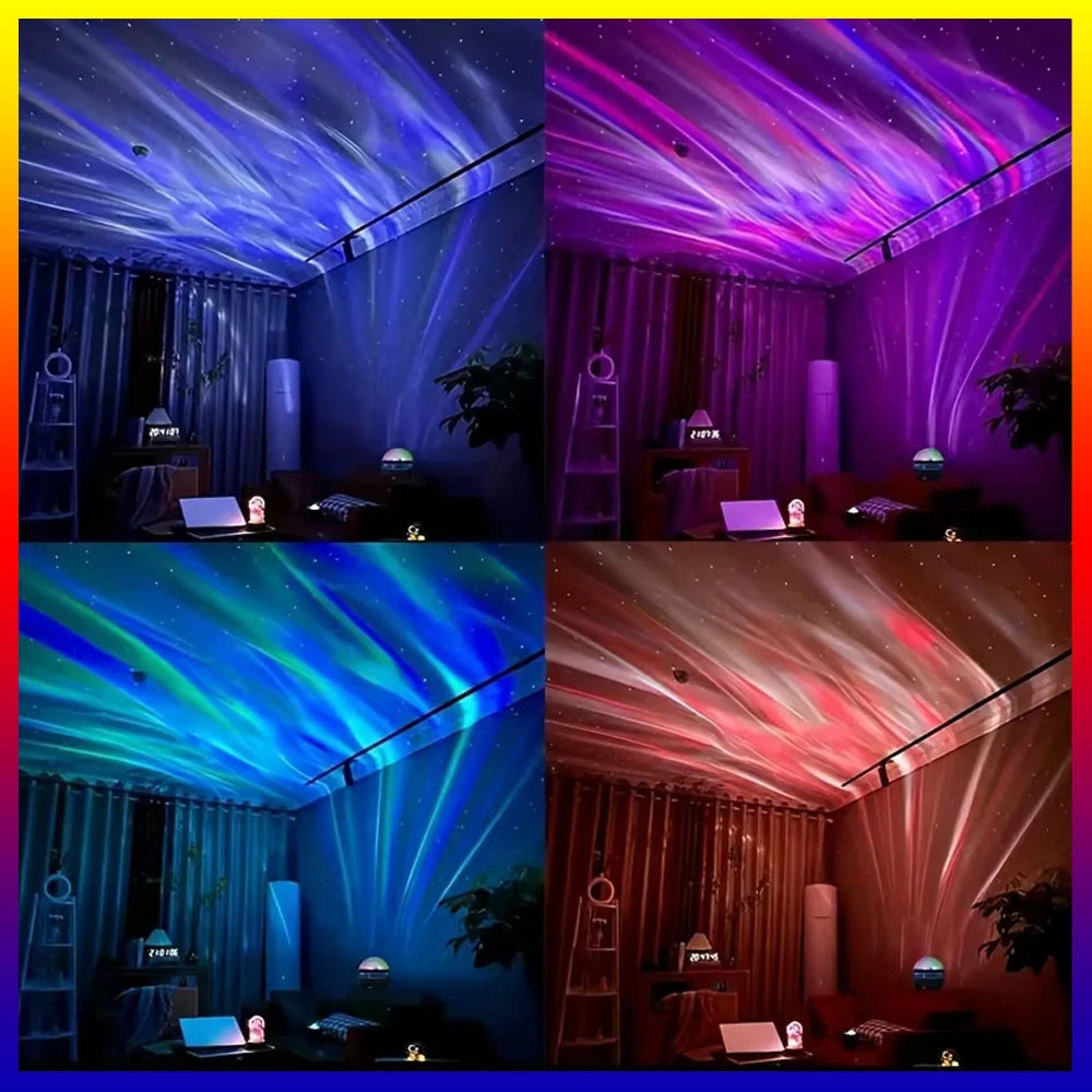 LED Starry Night Sky Projector Aurora USB Remote Control RGB Galaxy Light 7 Modes for Home Bedroom Game Room Party Decoration