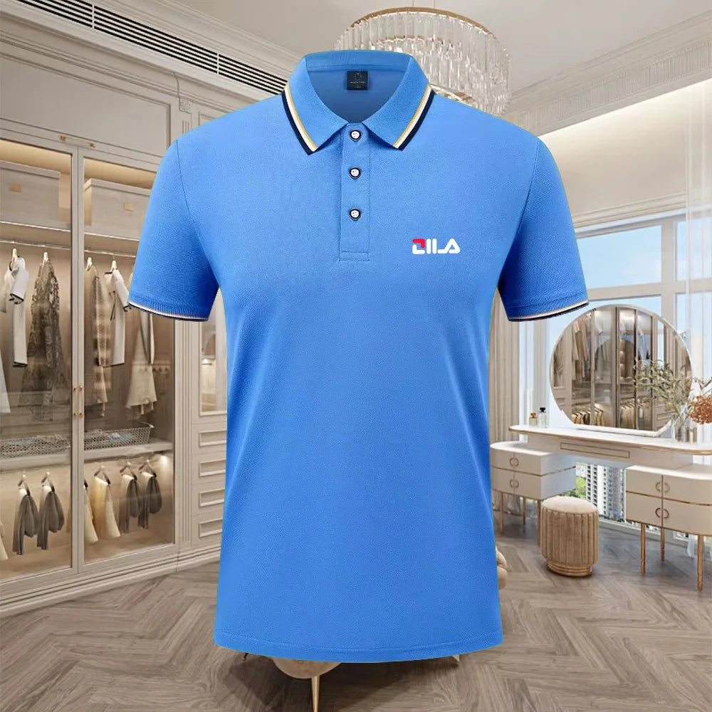 Classic Men Short Sleeve Polo Shirt 100% Mercerized Cotton Breathable Summer Golf Business Casual Athletic Tops