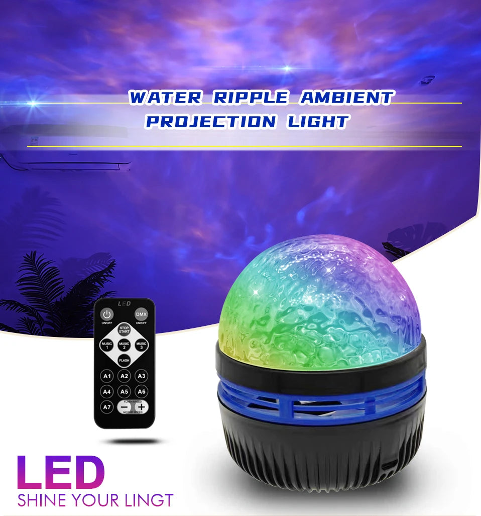 Aurora Starry Sky Projector LED Stage Light with Remote Galaxy Star Projector 7 Lighting Effects for Wedding Party Decoration