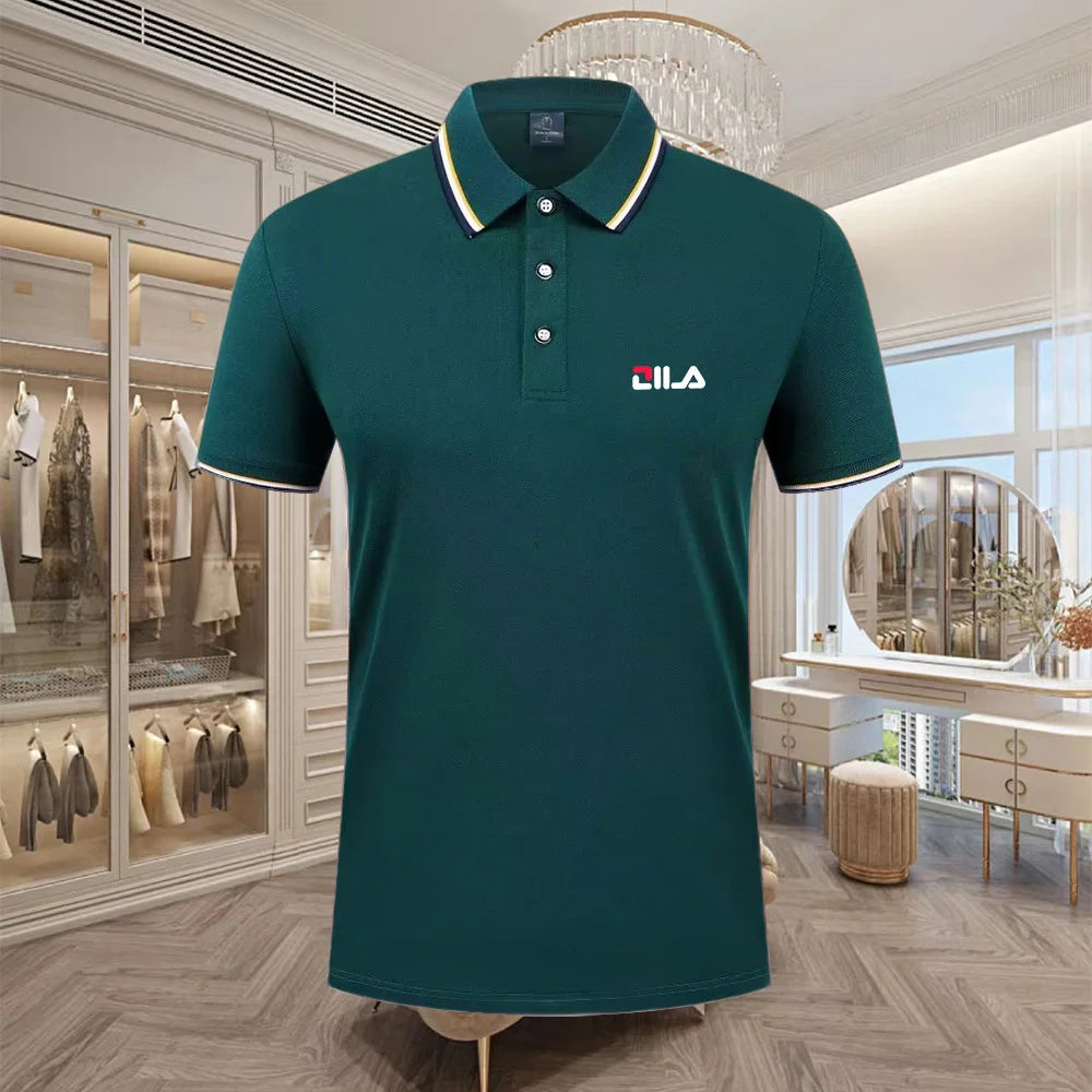 Classic Men Short Sleeve Polo Shirt 100% Mercerized Cotton Breathable Summer Golf Business Casual Athletic Tops