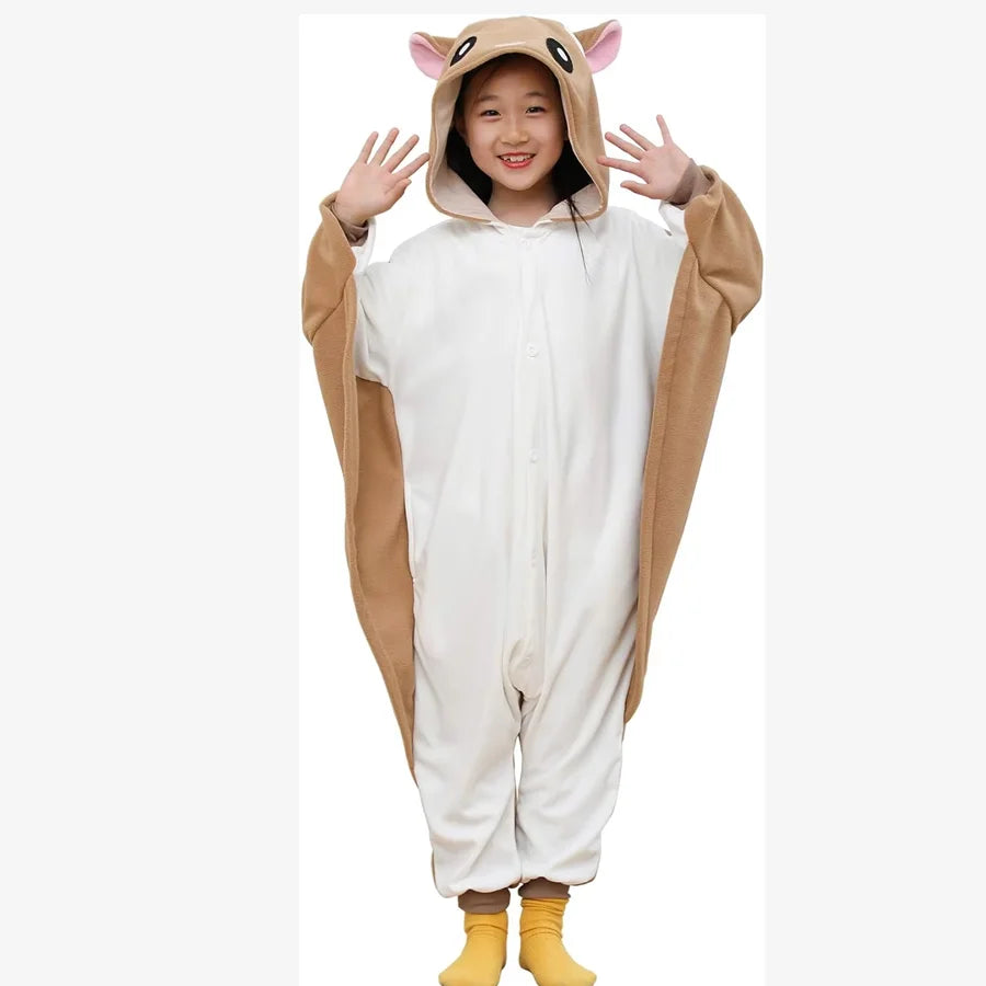 Kids Squirrel Onesie Animal Kigurumi Child Cosplay Costume Halloween Pajamas Christmas Gift Bat Pyjamas One-Piece Bodysuit