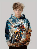 Child Sweatshirt Boys' Fashion Motocross Racing 3D Printed Casual Hoodie Long Sleeve Polyester Sport Tops Pullover Kids Clothes