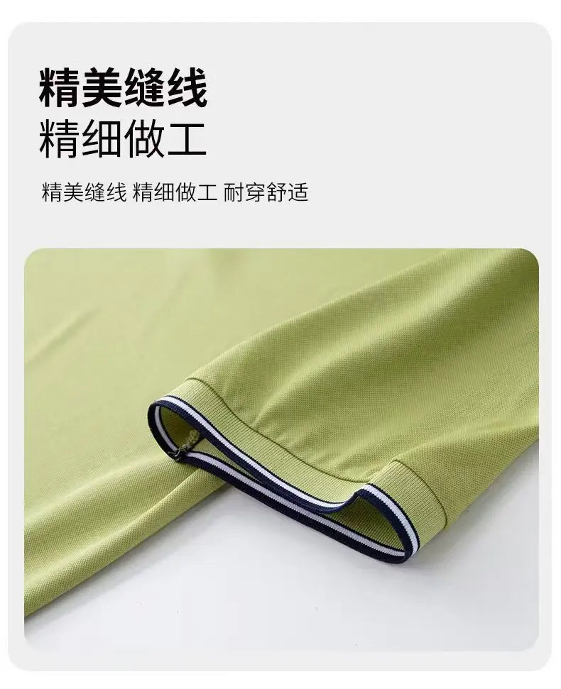 Classic Men Short Sleeve Polo Shirt 100% Mercerized Cotton Breathable Summer Golf Business Casual Athletic Tops