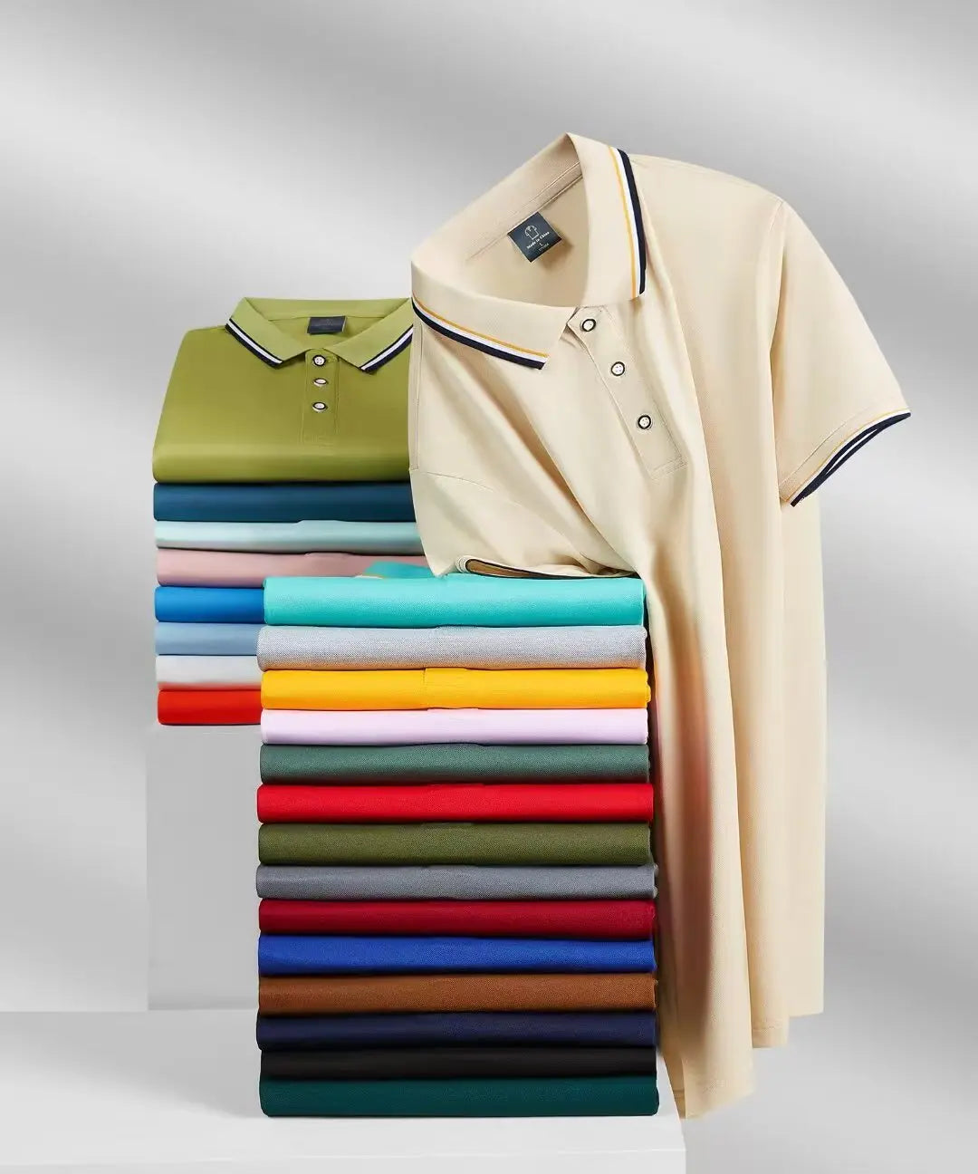 Classic Men Short Sleeve Polo Shirt 100% Mercerized Cotton Breathable Summer Golf Business Casual Athletic Tops