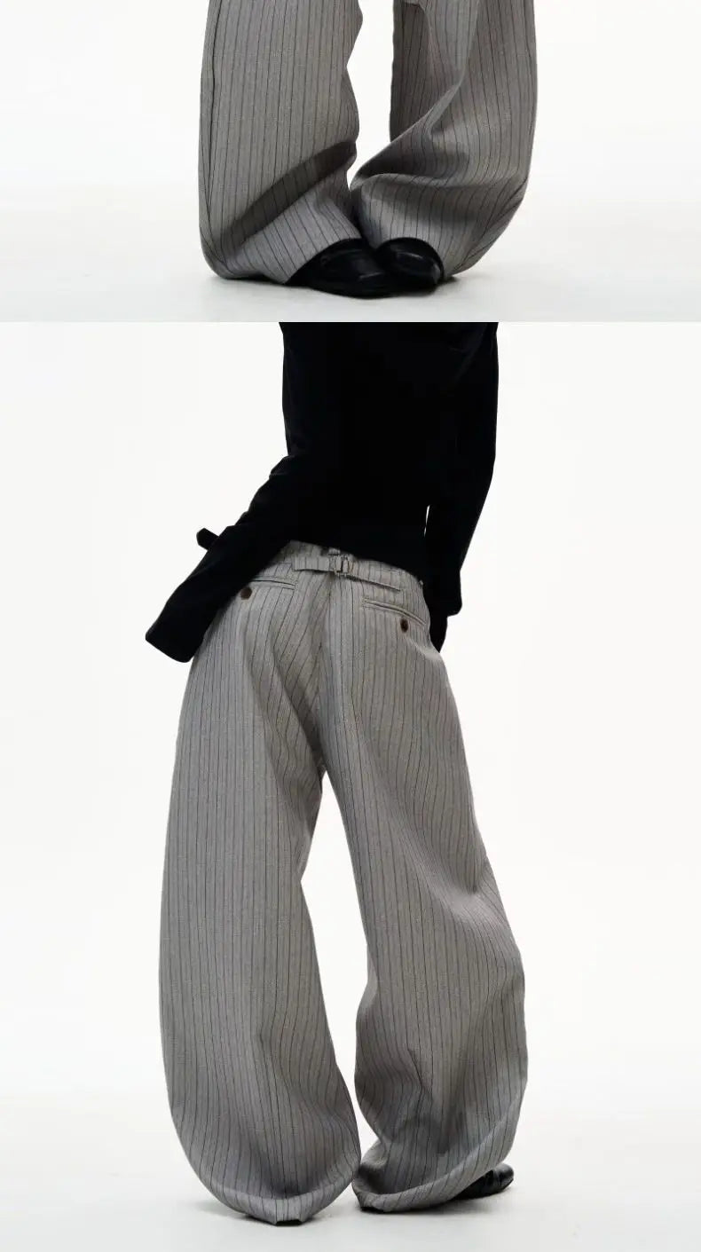 Old Money Striped Suit Pants Men Vintage Baggy Sweatpants Y2k Wide leg Casual Curved Loose Trousers Fashion Work wear