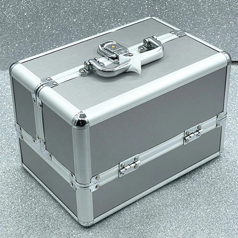 Portable Makeup Train Case Large Capacity Adjustable 4 Sliding Trays Cosmetic Case Storage Organizer for Jewelry Nails Beauty