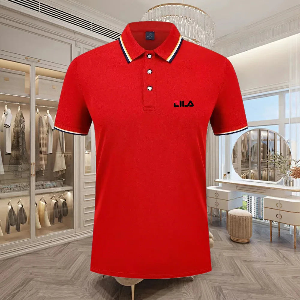 Classic Men Short Sleeve Polo Shirt 100% Mercerized Cotton Breathable Summer Golf Business Casual Athletic Tops