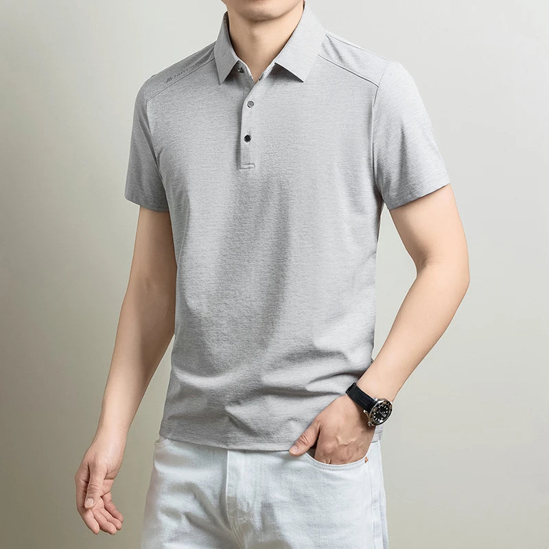 Mens Heathered Polo Shirts Short Sleeve Casual Business Golf Shirt Breathable Quick Dry Lightweight Summer Tops for Men