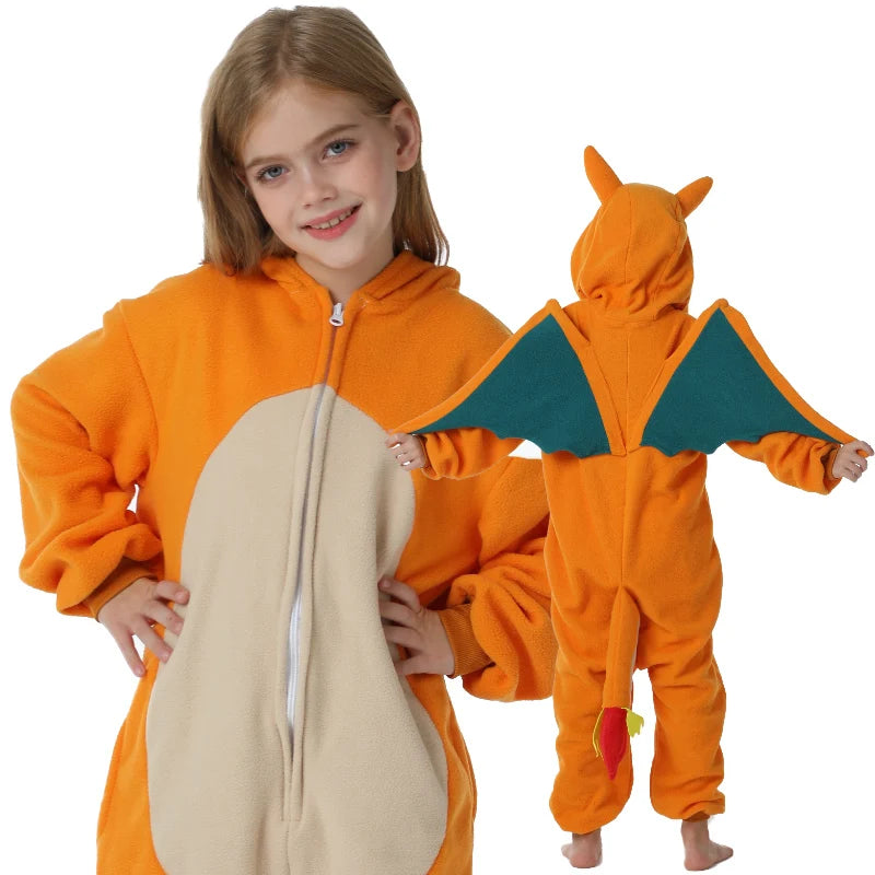 Kids Zipper Halloween Pumpkin Monster Onesie Pajamas Children Animal Whole Pijamas Cartoon Cosplay Girls Kigurumi Costume
