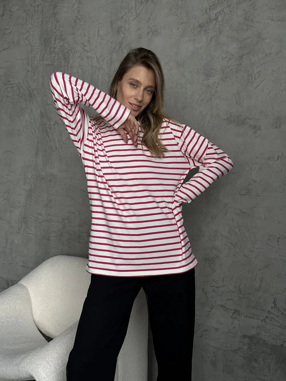 Wolfeel 2025 Summer Long Sleeve Striped T-Shirts Women Basic Casual Tops Female Cozy Loose Cotton Tees Harajuku T Shirt New