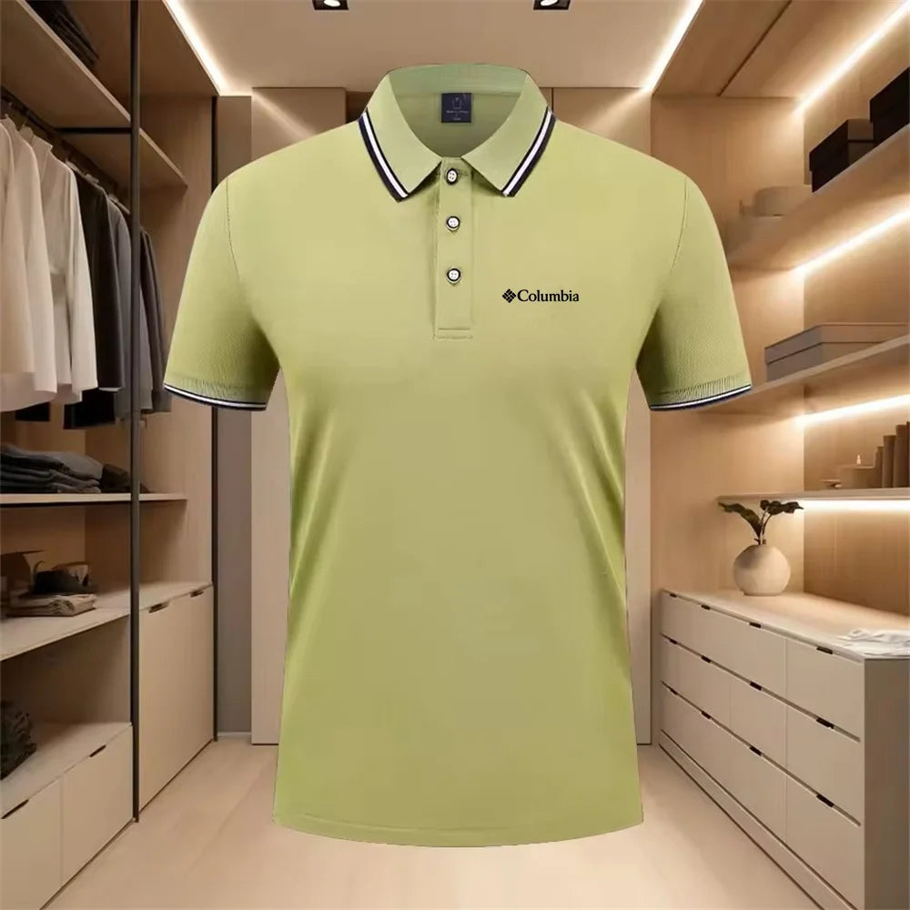 Men'S Casual Short Sleeve Polo Shirt with Print Striped Color Block Design Sporty Style Collared Golf Shirt for Summer
