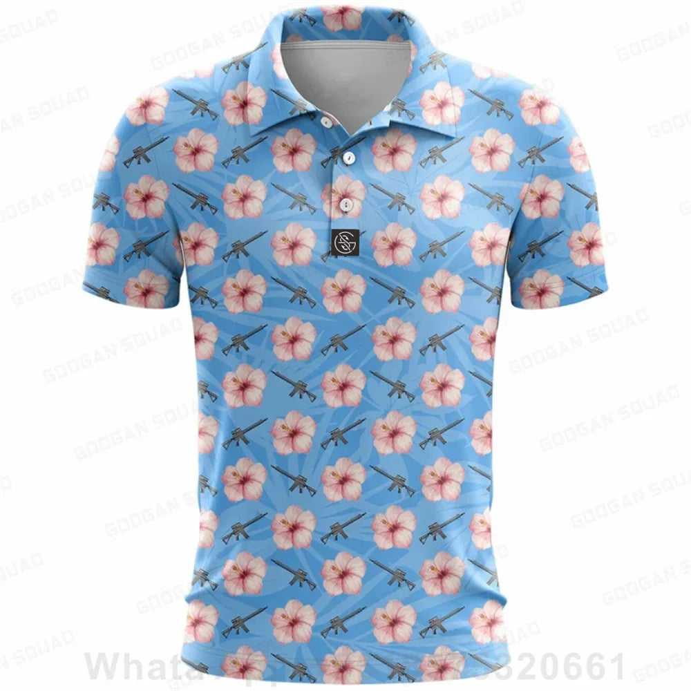 Summer Casual T-shirts Mens Short Sleeve Polo Shirts Lapel Button Work Clothing Shirts Quick Dry Tee Sports Golf T-shirt 2023