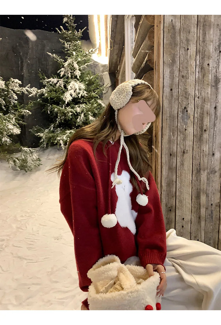 Cartoon Hooded Long Sleeve Sweater 2025 Autumn New Design Loose Top for Women