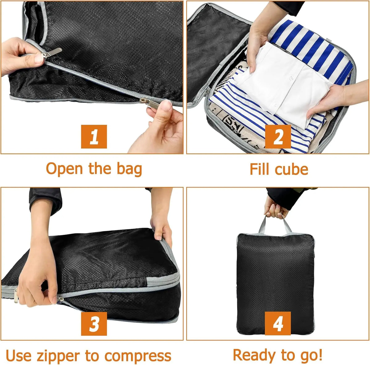 Compression Packing Cubes Travel Luggage Organizer for Carry on Luggage Large Capacity Suitcase Bags Set Waterproof Storage Bags