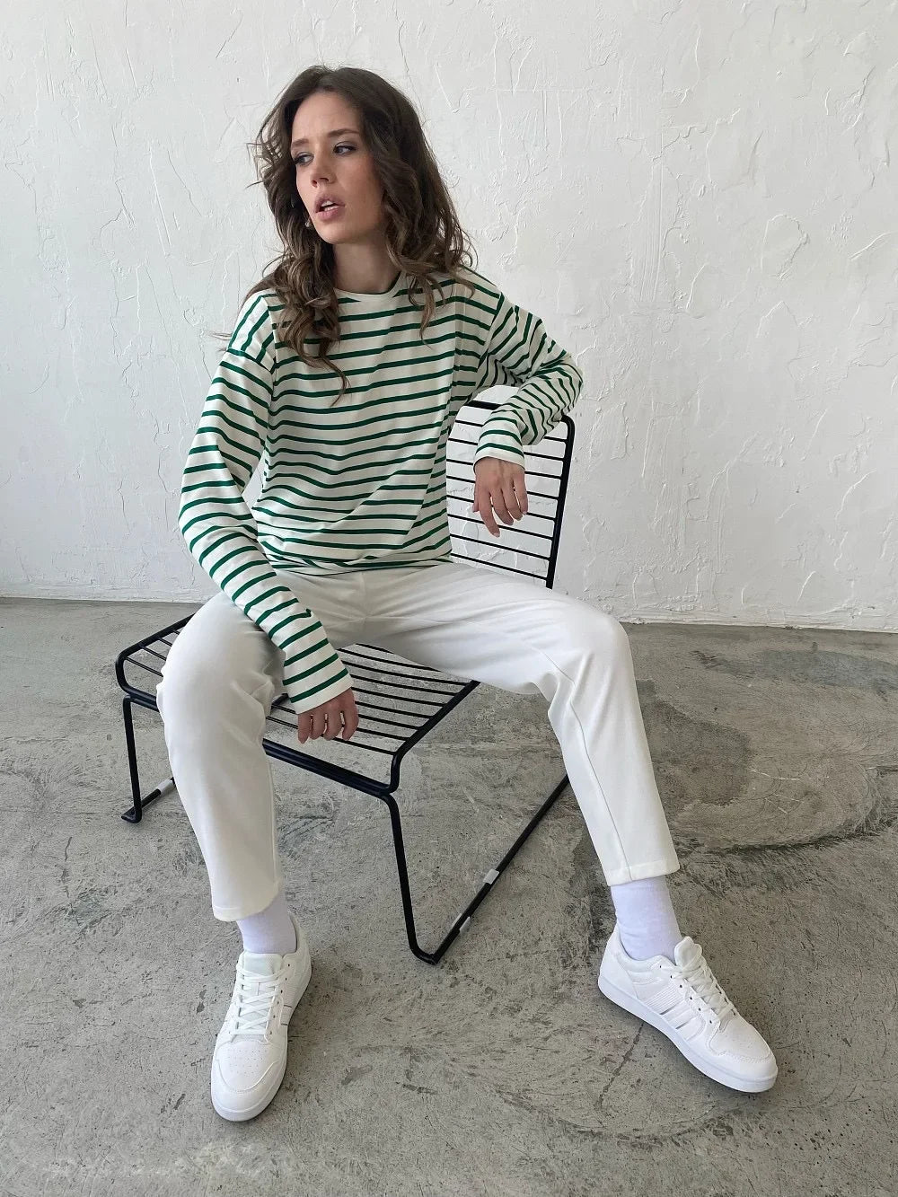 Wolfeel 2025 Summer Long Sleeve Striped T-Shirts Women Basic Casual Tops Female Cozy Loose Cotton Tees Harajuku T Shirt New