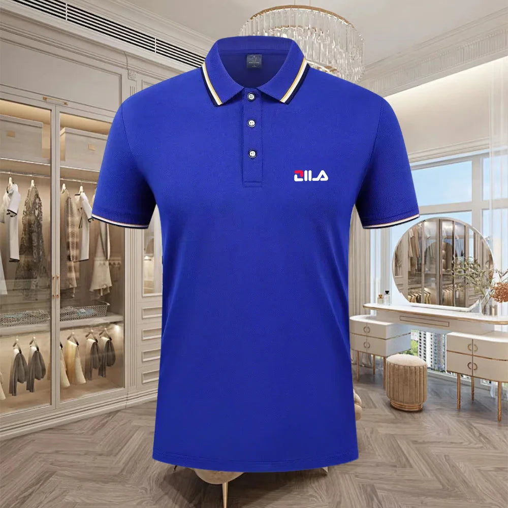 Classic Men Short Sleeve Polo Shirt 100% Mercerized Cotton Breathable Summer Golf Business Casual Athletic Tops