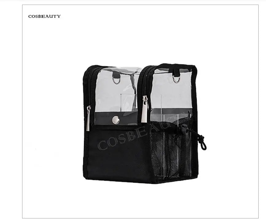 Travel Makeup Case With Acrylic Divider Organizer Storage with Makeup Brush Holder Case Stand-up Cosmetic Bag Artist Travel Bag