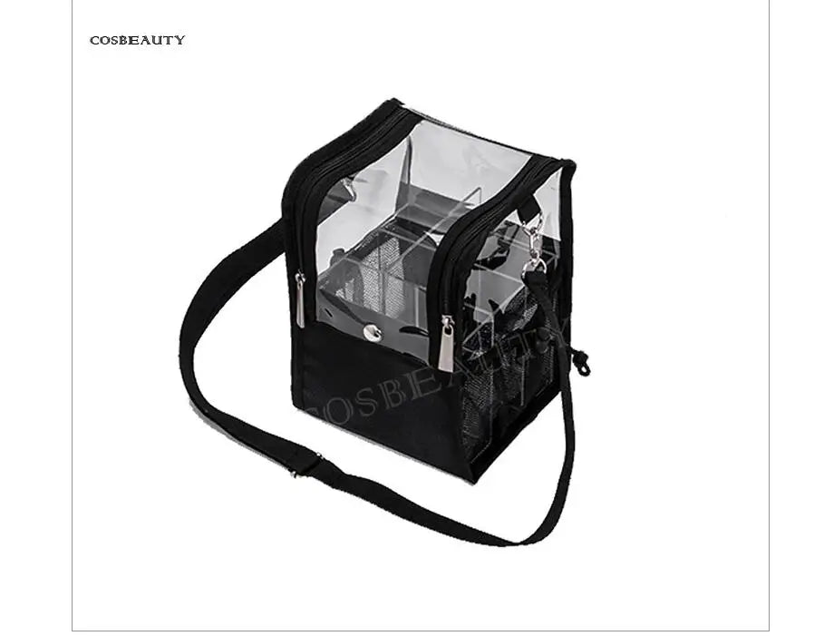 Travel Makeup Case With Acrylic Divider Organizer Storage with Makeup Brush Holder Case Stand-up Cosmetic Bag Artist Travel Bag
