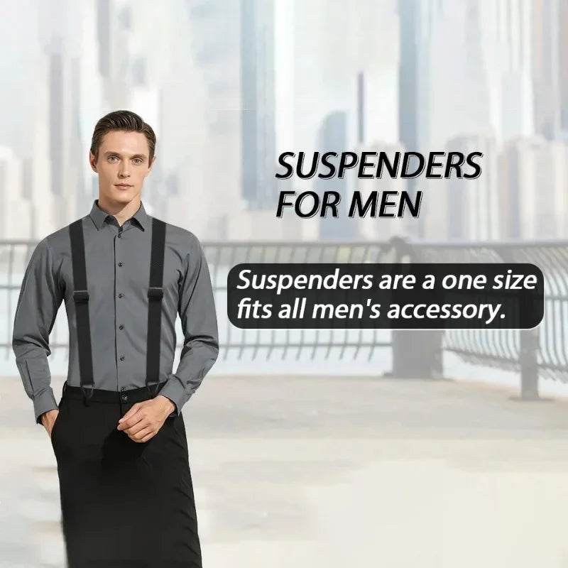 Hidden Suspenders for Men Heavy Duty Work Under Y Back Suspender Clothes 1.5 Inches with 3 Snap Loop