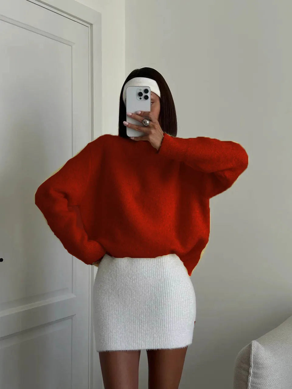 Hirsionsan Basic O Neck Basic Sleeve Sweater Women 2025 Oversized Short Knitted Wool Pullover Female Casual Thick Warm Soft Tops