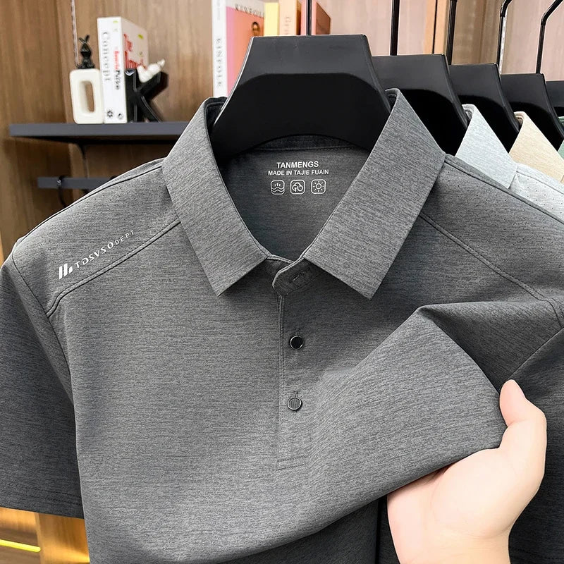 Mens Heathered Polo Shirts Short Sleeve Casual Business Golf Shirt Breathable Quick Dry Lightweight Summer Tops for Men
