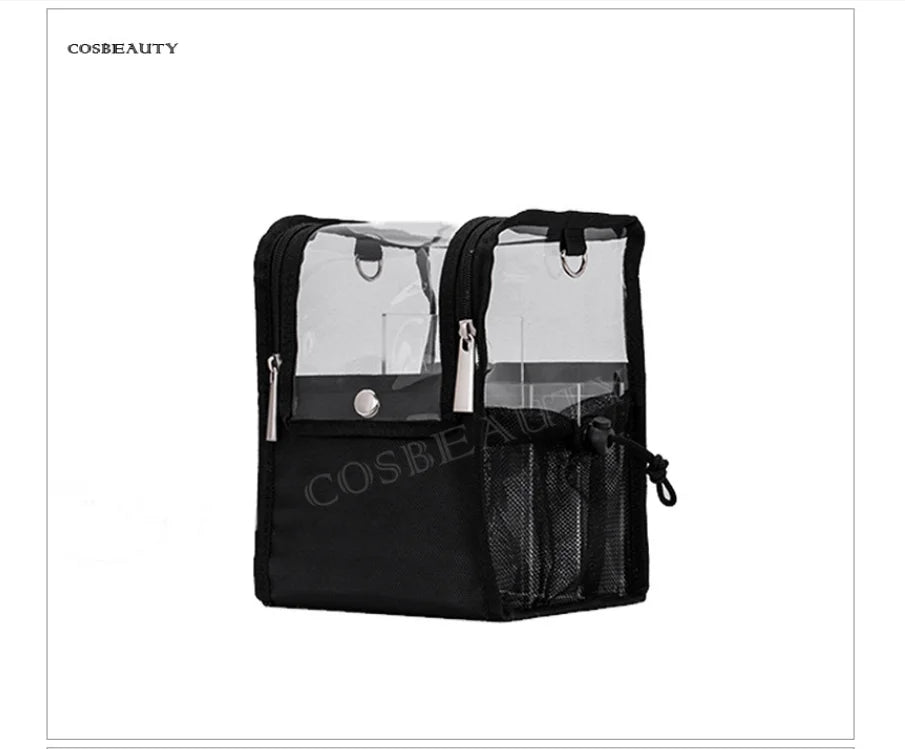Travel Makeup Case With Acrylic Divider Organizer Storage with Makeup Brush Holder Case Stand-up Cosmetic Bag Artist Travel Bag