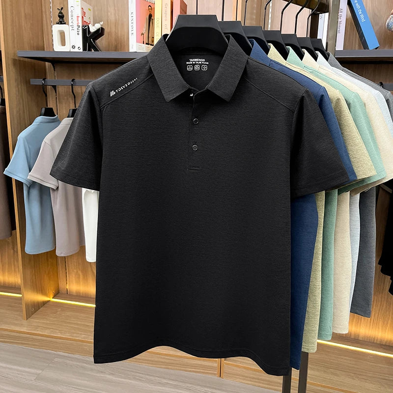 Mens Heathered Polo Shirts Short Sleeve Casual Business Golf Shirt Breathable Quick Dry Lightweight Summer Tops for Men