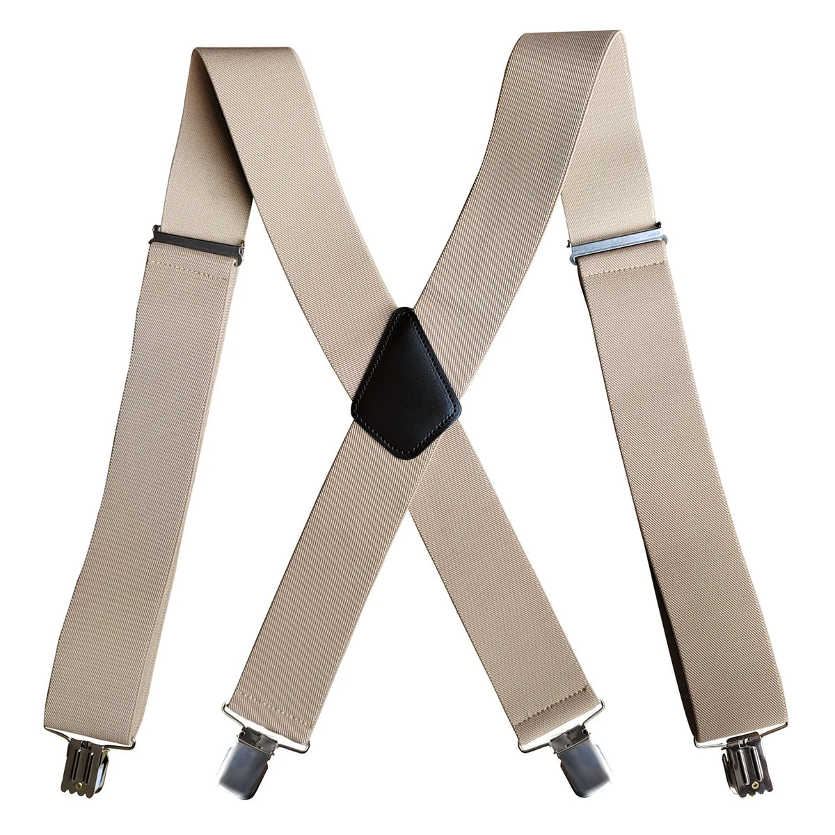 Heavy Duty Big Size Suspenders for Men Work Outdoor 2 Inch Wide X Back 4 Strong Clips Adjustable Elastic Trouser Braces Straps