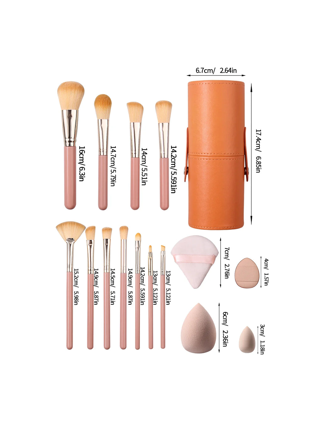 20/14/1PCS Professional Makeup Brush Set: 11 Brushes, Makeup Sponges, Powder Puffs, and Makeup Buckets