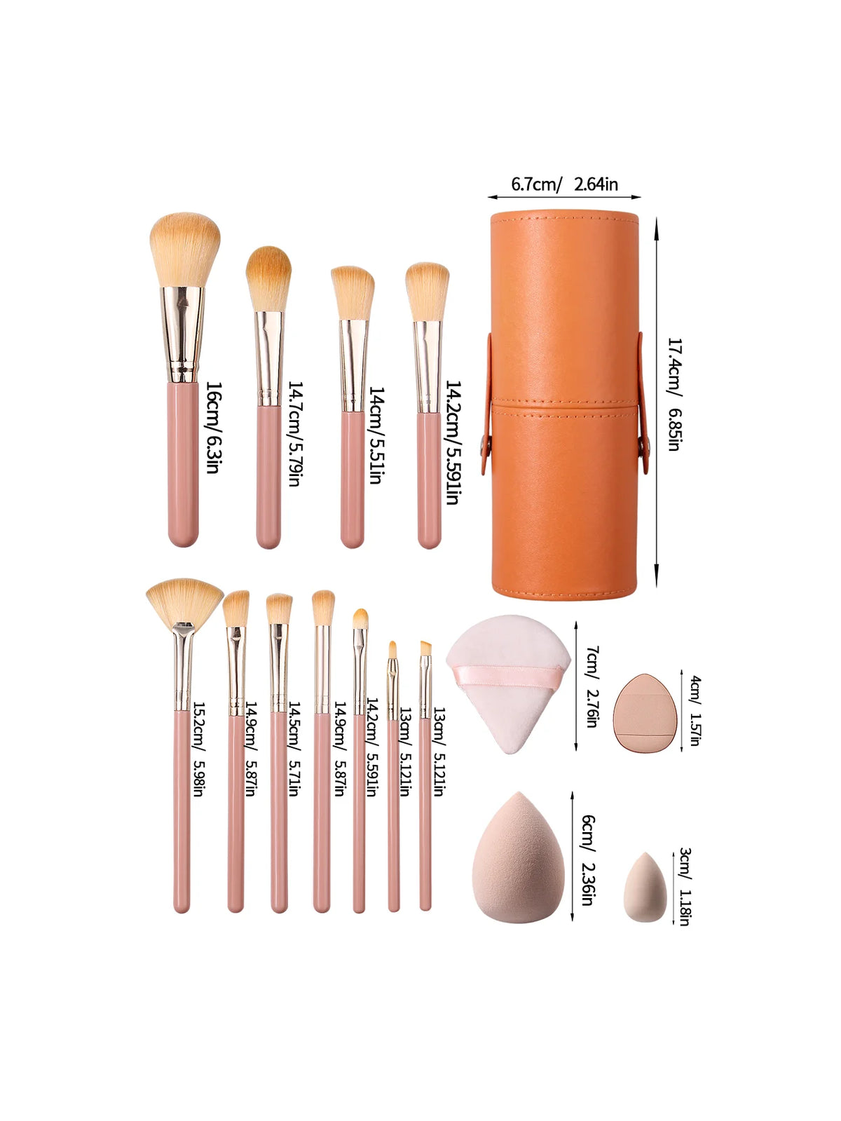20/14/1PCS Professional Makeup Brush Set: 11 Brushes, Makeup Sponges, Powder Puffs, and Makeup Buckets