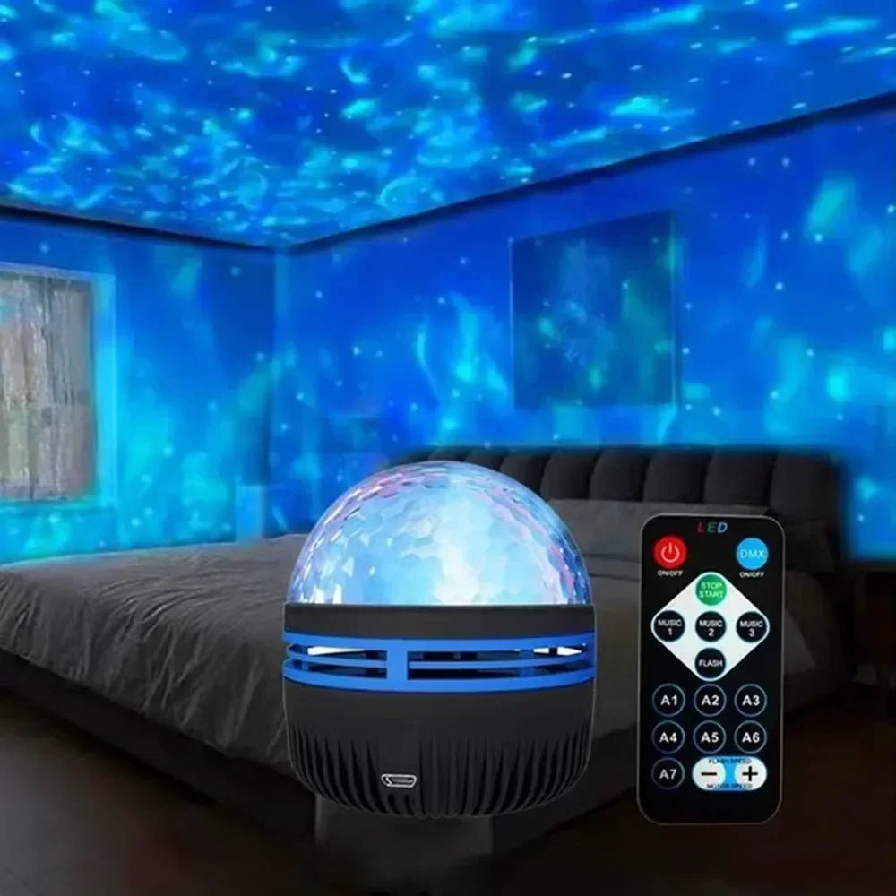 Galaxy Starry Sky Projector Light USB Remote Control Rotating Multicolour Night Light for Bedrooms Ambiance Christmas Decoration