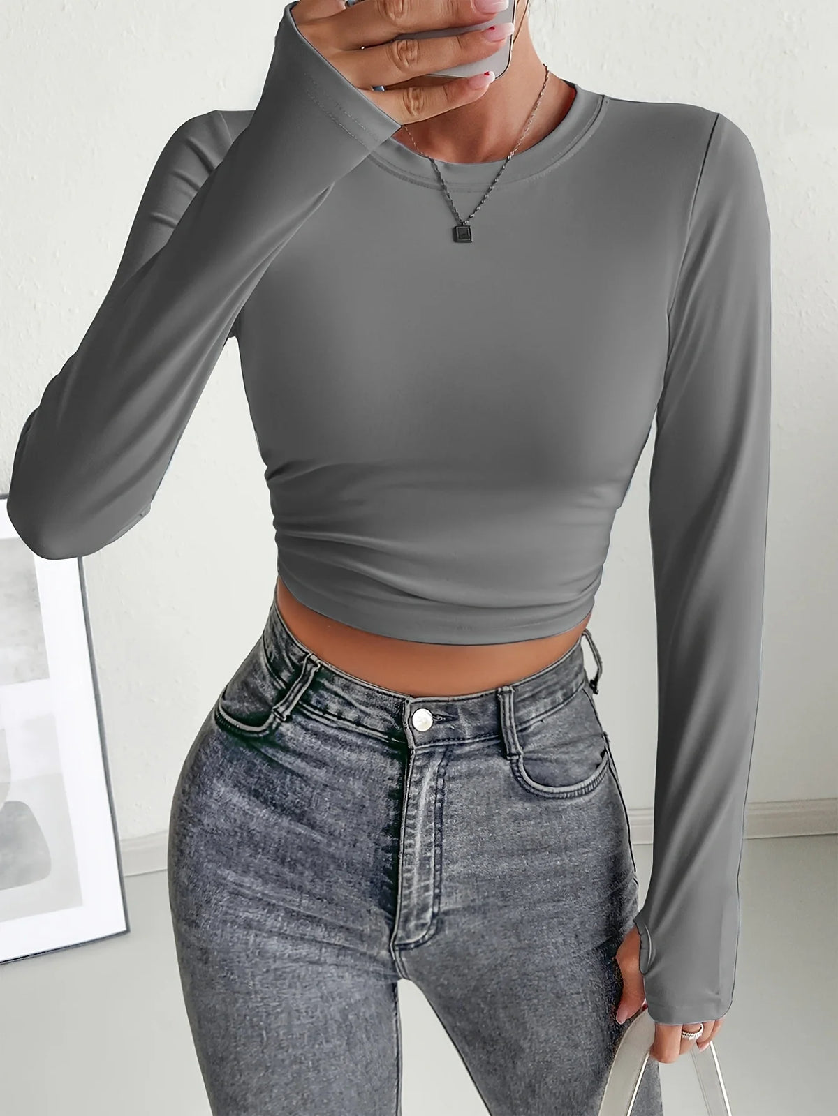 Autumn Winter Women's Long Sleeve T Shirt Slim Fit Tees Crop Tops Shirts Basic Tee Tops Workout Streetwear Y2K Fall Fashion 2025