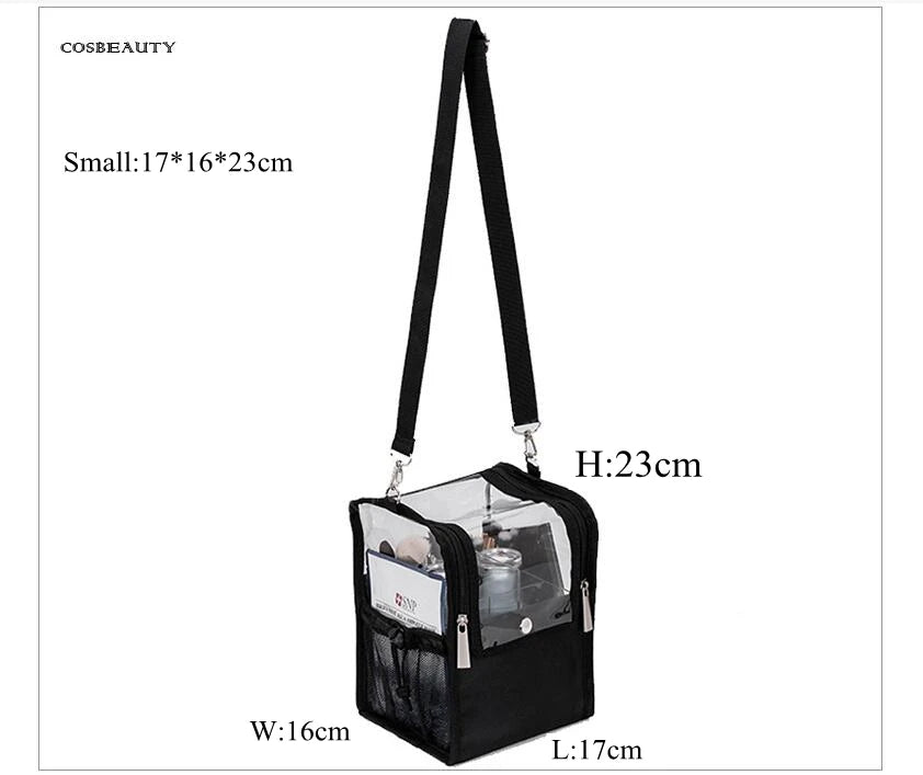 Travel Makeup Case With Acrylic Divider Organizer Storage with Makeup Brush Holder Case Stand-up Cosmetic Bag Artist Travel Bag