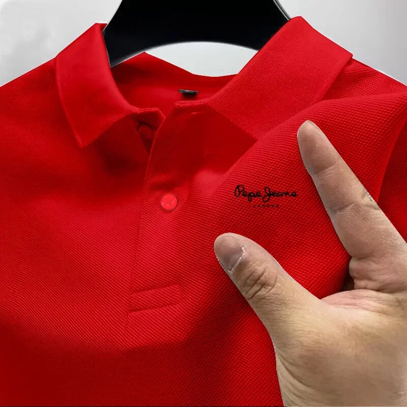 Men's Short Sleeve Polo Shirt  New Business Casual Breathable Top Fashion Summer Golf Solid Color Polos