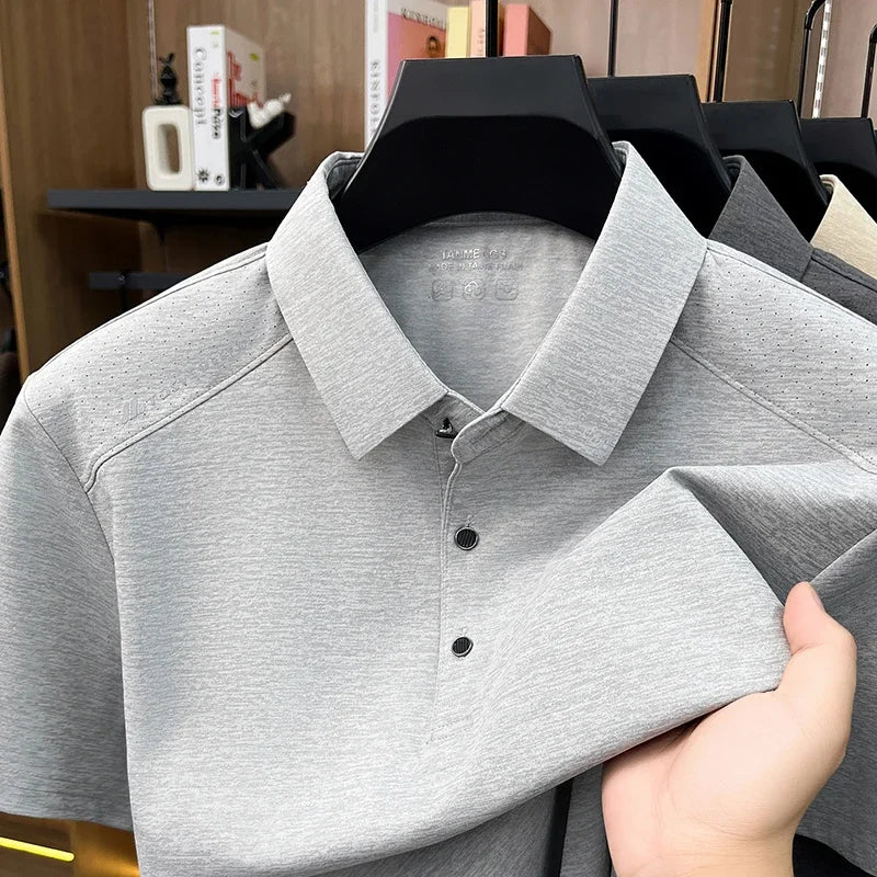 Mens Heathered Polo Shirts Short Sleeve Casual Business Golf Shirt Breathable Quick Dry Lightweight Summer Tops for Men