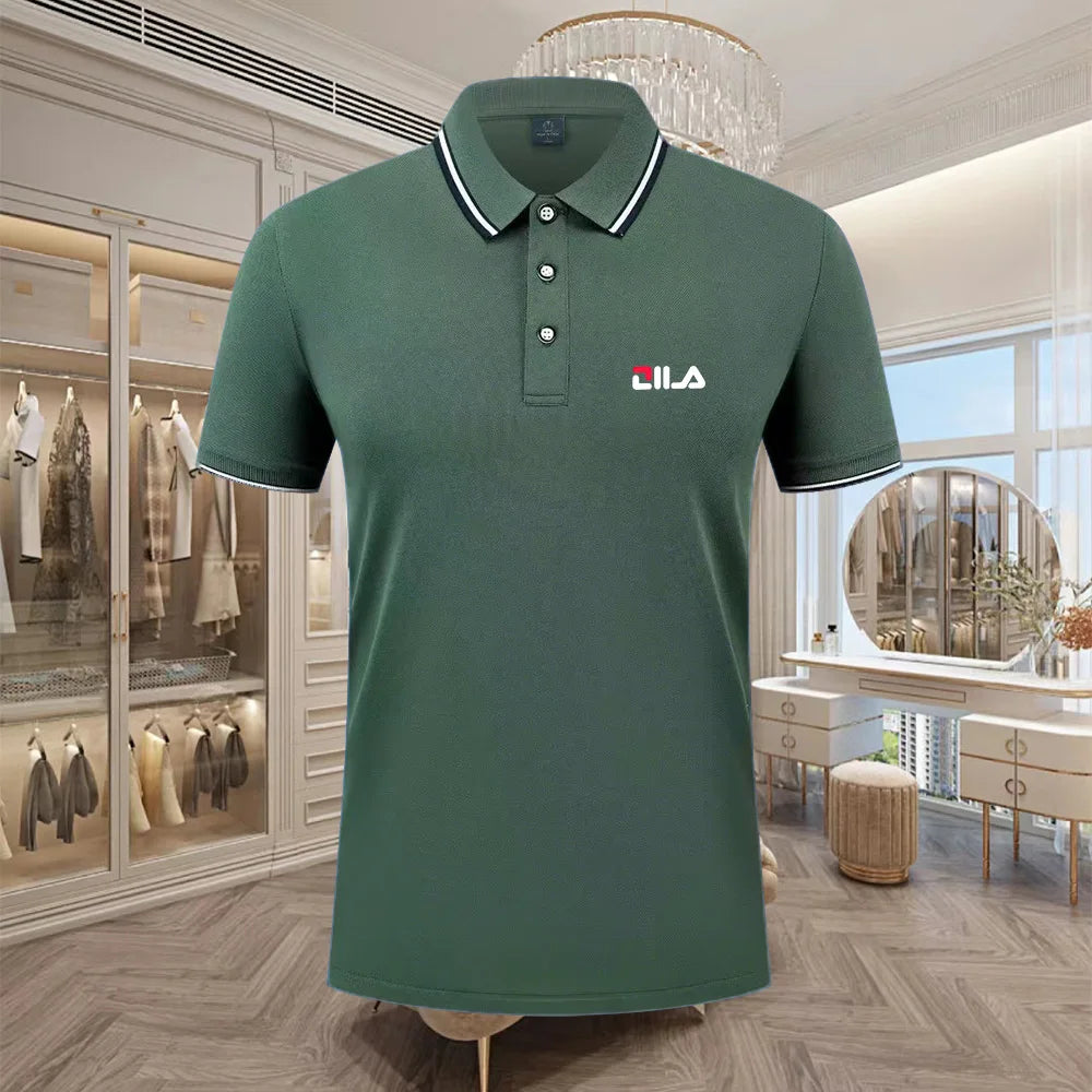 Classic Men Short Sleeve Polo Shirt 100% Mercerized Cotton Breathable Summer Golf Business Casual Athletic Tops