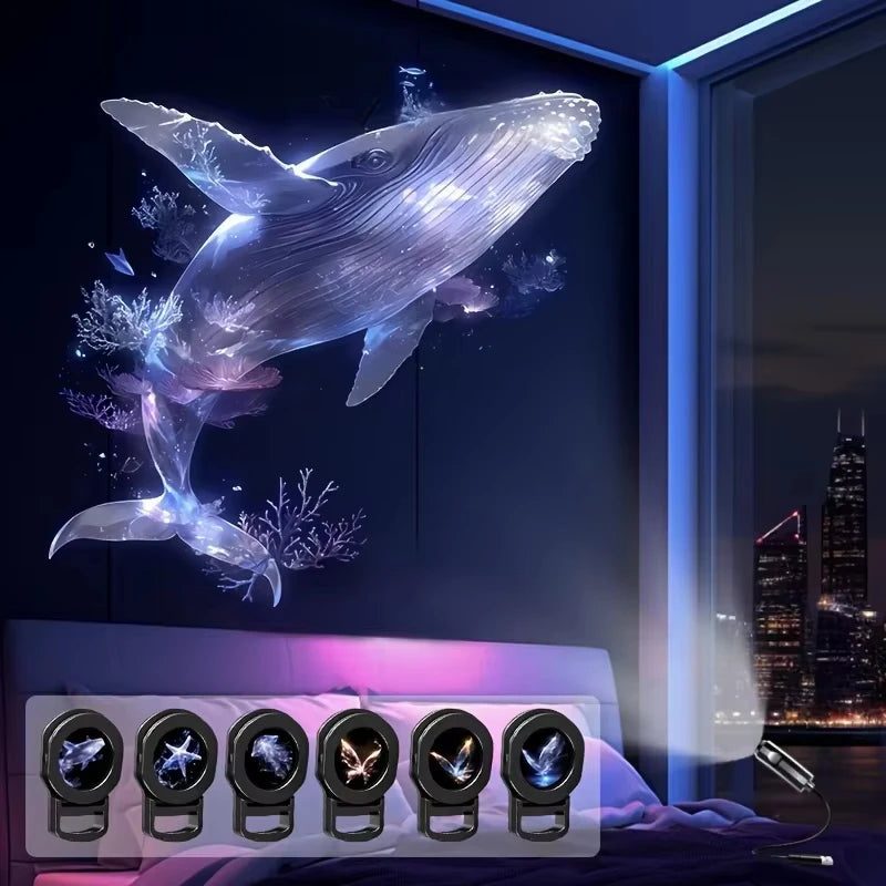 LED Car Star Projector Galaxy Light USB Plug & Play 10 Patterns Galaxy Astronaut Moon Projection Lamp for Car Interior Bedroom