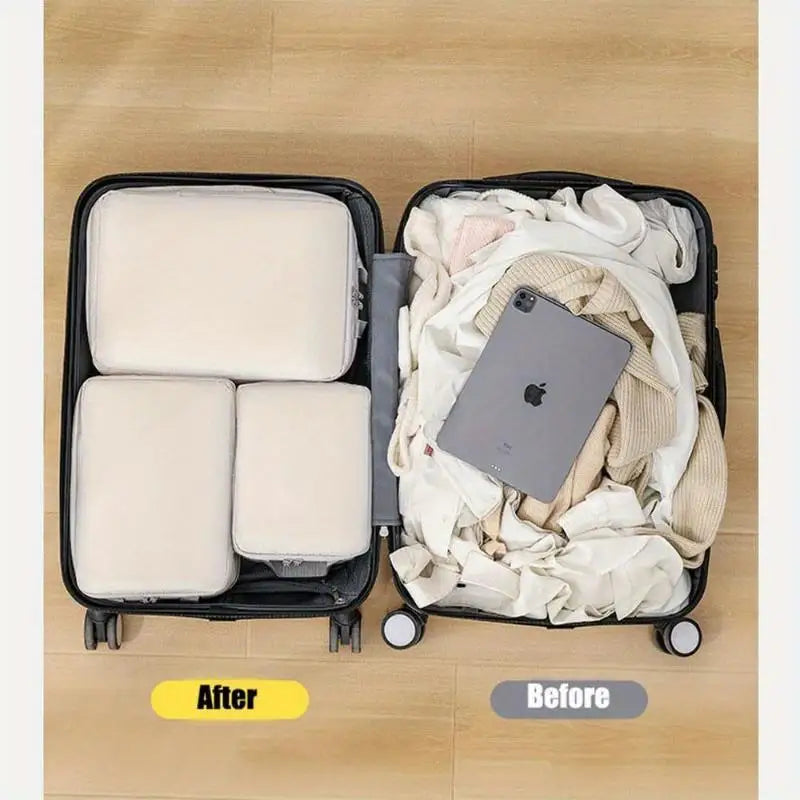 4PCS Compression Packing Cubes Set Expandable Travel Organizer Bags For Suitcase Luggage Clothing Storage Travel Accessories