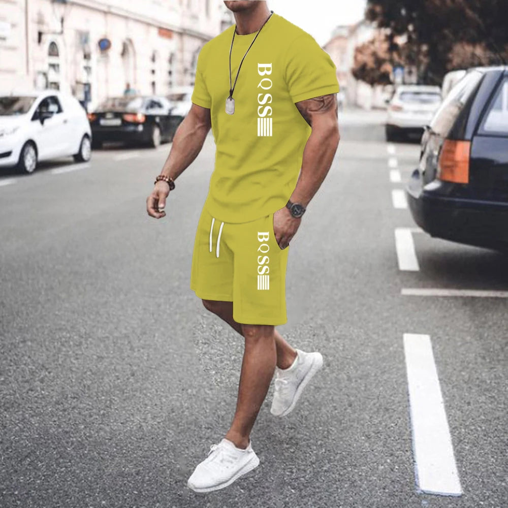Men Sets 2 Piece Set Tracksuits T shirts Men Sport Set Casual Summer Clothing Y2K Tee Top Joggers Plaid Tshirt Men Shorts Outfit