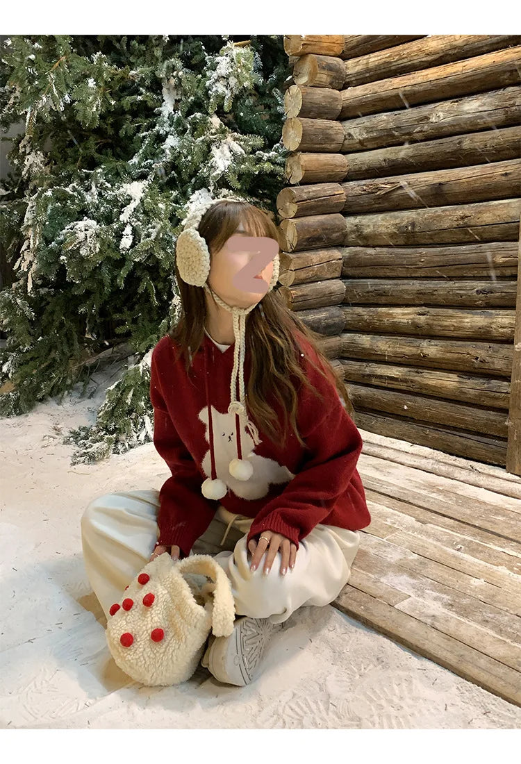 Cartoon Hooded Long Sleeve Sweater 2025 Autumn New Design Loose Top for Women