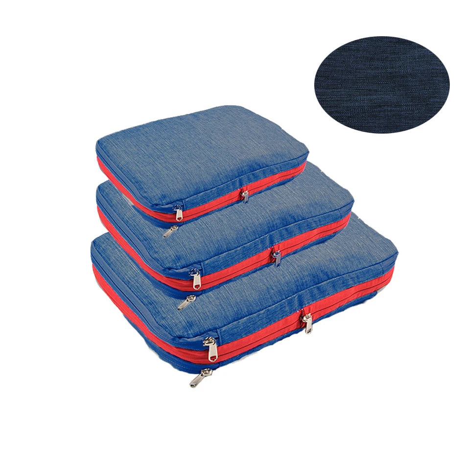 Packing Cubes For Travel Double Compression Pouch Luggage Organizer Storage Bags Large Capacity/Waterproof With Sturdy Zipper