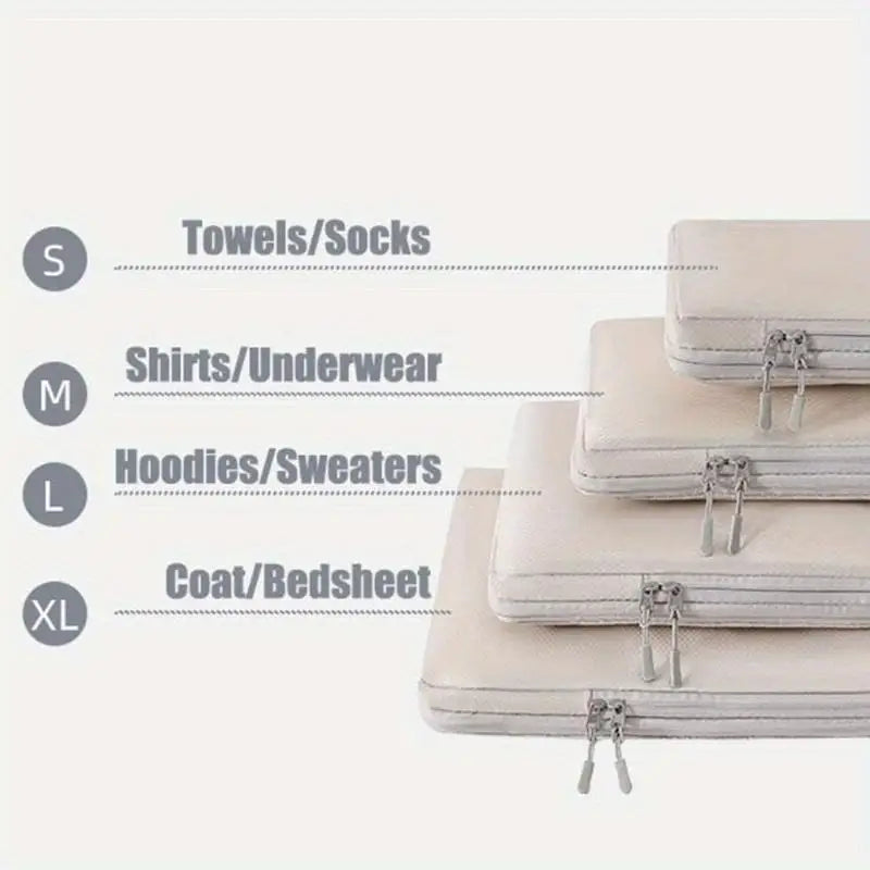 4PCS Compression Packing Cubes Set Expandable Travel Organizer Bags For Suitcase Luggage Clothing Storage Travel Accessories
