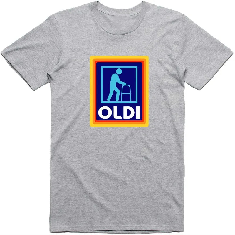 Fathers Day Gift Mens Funny T-Shirt Oldi Parody Gift Summer Men's and Women's Loose and Breathable T-shirt Top