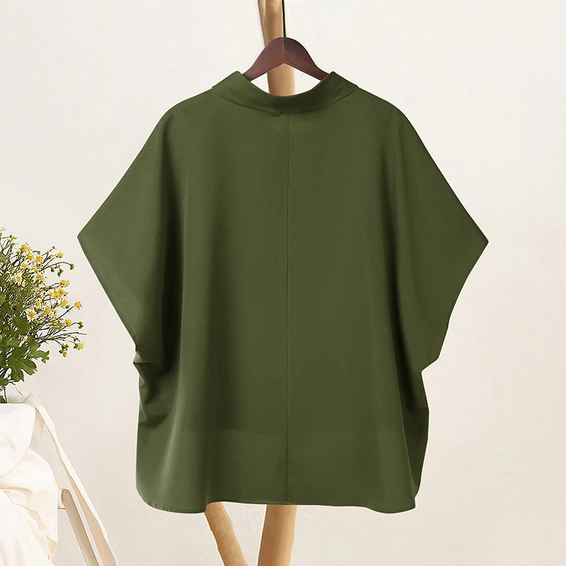 Fashion Half Sleeve Solid Blouse 2025 ZANZEA Stylish Women Tops Chic Pile Collar Office Shirt Summer Female Loose OL Work Blusas