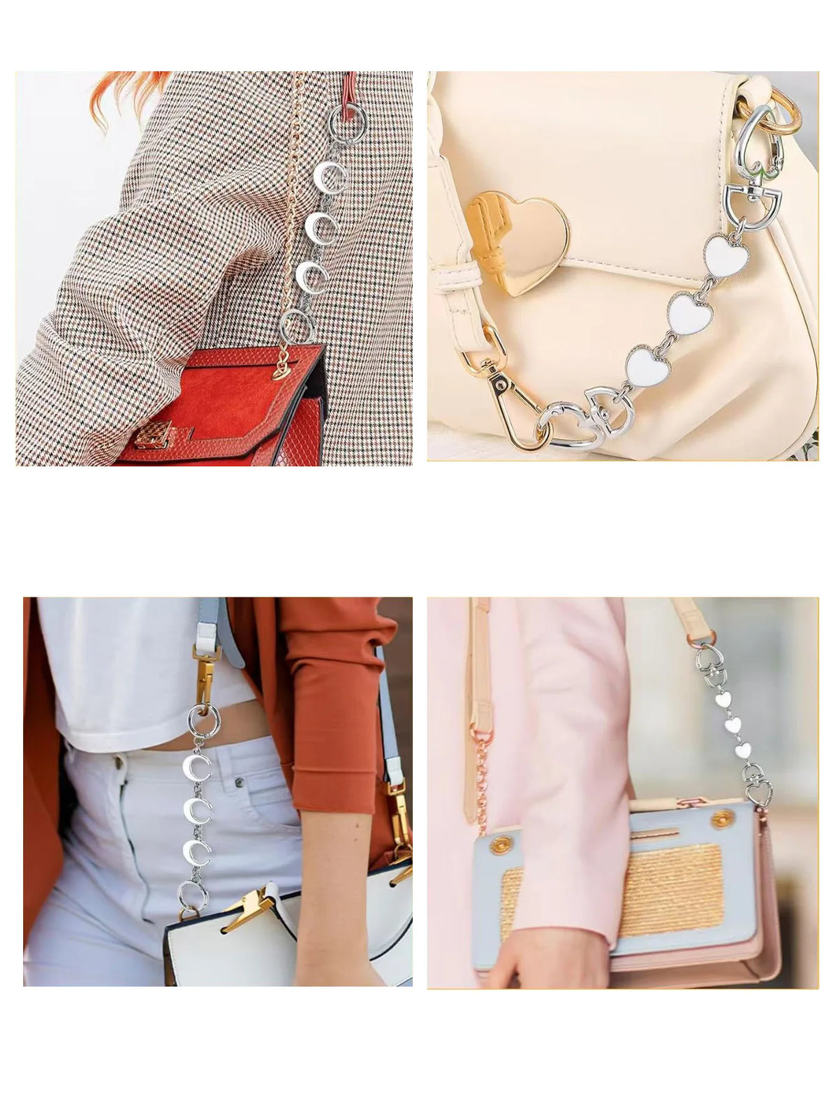 2PCS Purse Chain Extender Bag Extender Chain Purse Strap Extenders for Handbags Crossbody Bag Charms Accessories